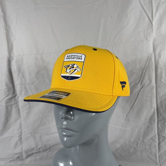 Nashville Predators Hat Cap Snap Back Yellow Navy NHL Hockey Mens Authentic Pro - Picture 1 of 7